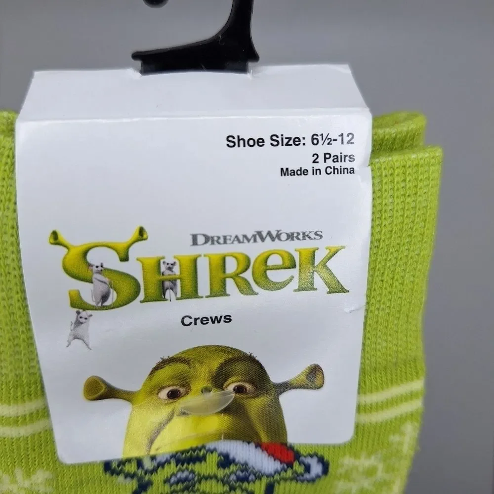 Shrek and Gingi crew holiday socks nwt 2 pair